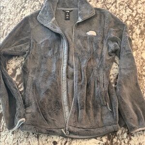 The North Face Women's Plush Gray Full-Zip Teddy Jacket